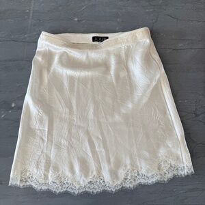 J. Crew, M,  Gwen Lace Trim Slip Skirt in Textured Satin – NWT